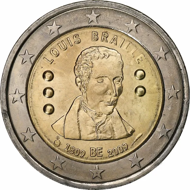 [#376045] Belgium, 2 Euro, Louis Braille, 2009, Bi-Metallic, MS(60-62)