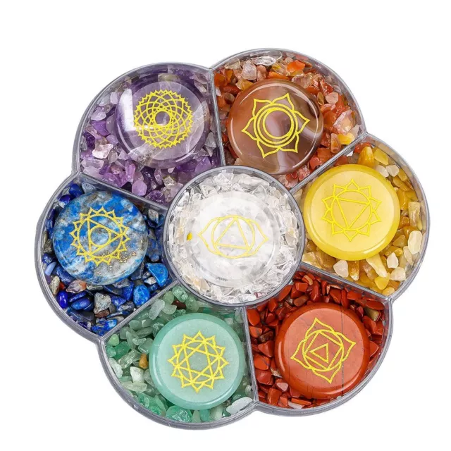 7PCS Chakra Stones Crystal Reiki Healing Energy Palm Natural Gemstone Quartz
