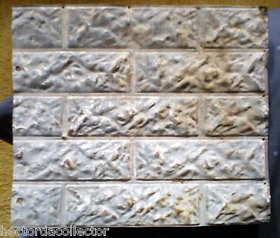 SALE 14 x 16 Antique Ceiling Tin Outdoor Brick Pattern Tin Shabby Chic Cottage 2