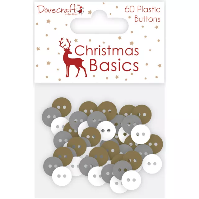 Dovecraft Christmas Basics Plastic Buttons 60/Pkg- , DCBTN014