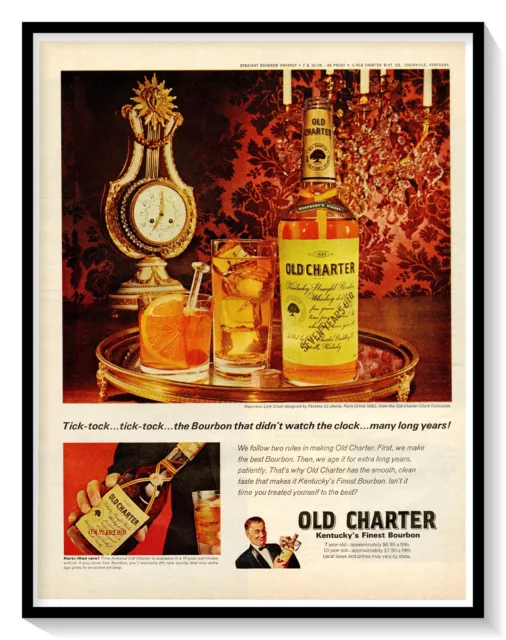 Old Charter Aged Bourbon 60s Print Ad Vintage 1969 Magazine Advertisement