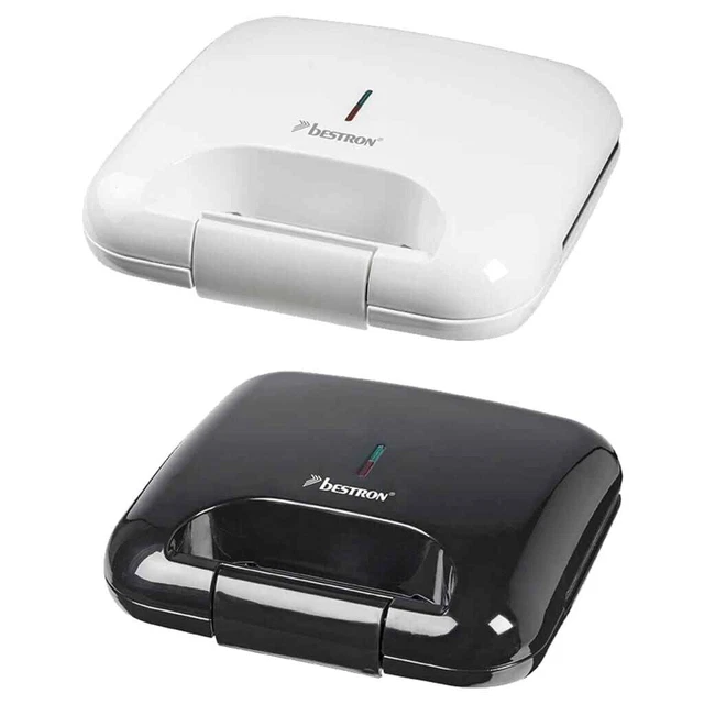 Bestron Sandwichmaker 750W Sandwichtoaster Sandwich Maker Toaster Schwarz/Weiß B