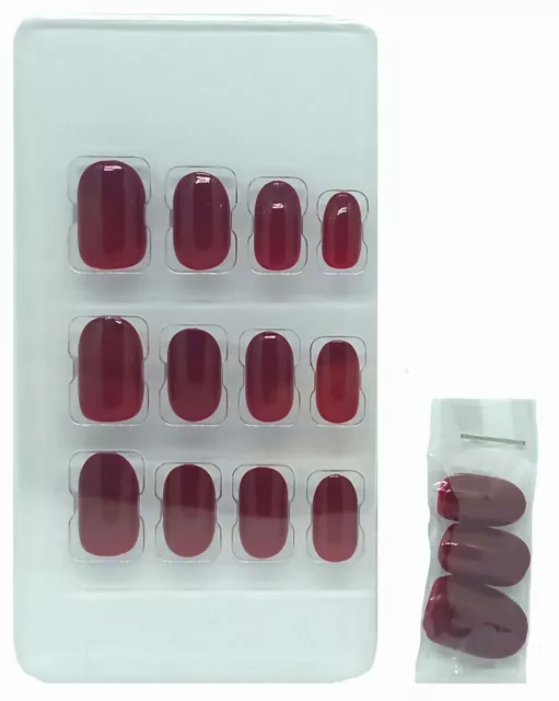 24 faux ongles prune / bordeaux -  Diva de Royal - court et arrondi