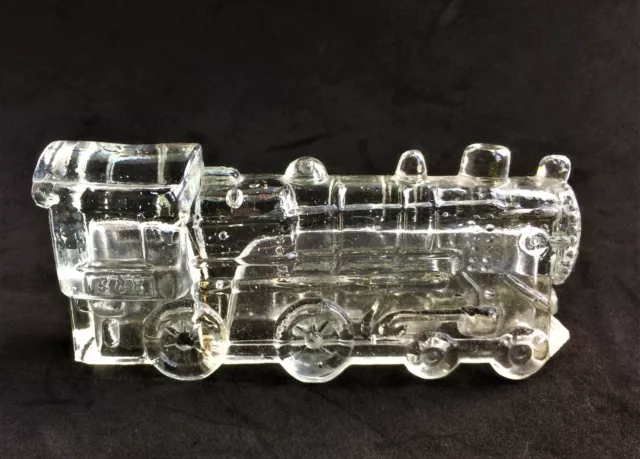 Vintage Glass Train Steam Engine #888 Locomotive Candy Container