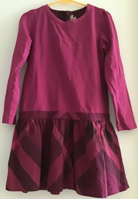BURBERRY Girls Cotton Dress Check Plaid Skirt Long Sleeve-Sz 10Y/140cm-Authentic