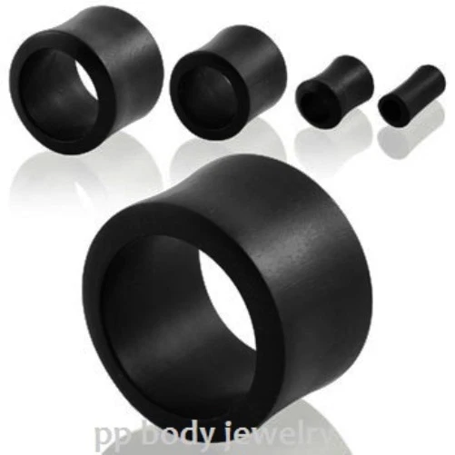 PAIR Organic Black ARENG Wood Hollow Tunnel Ear Plugs 8G to 1-3/16"
