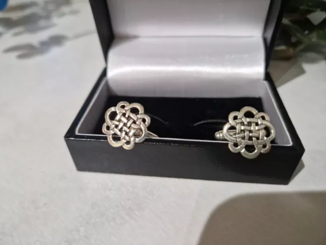 Sterling Silver Celtic Ornais knot 925 Cufflinks Wales Scotland Ireland