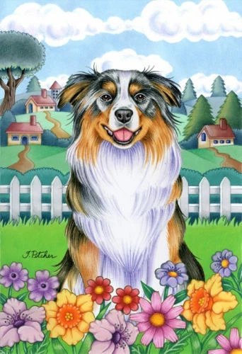 Spring Garden Flag - Australian Shepherd 730741