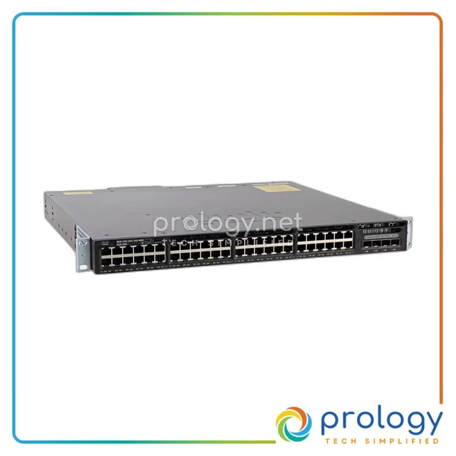 CISCO WS-C3650-48FS-E 48 Port Gigabit Full PoE 4x1G Uplink IP Services ...