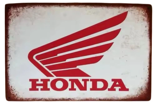 Plaque Enseigne Vintage Honda - 'Sales-Service-Parts' - Dimensions 20x30 Cm - Métal - Neuf