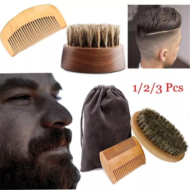 Facial Shaving Mustache Care Beard Grooming Beard Comb Kit Boar Bristle Brush