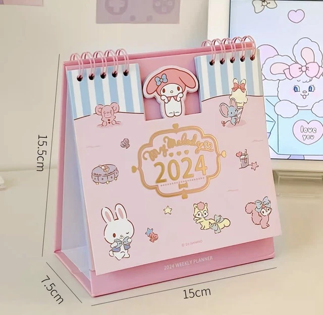 SANRIO CHARACTERS MY Melody 2024 Calendar Desktop Calendar Weekly