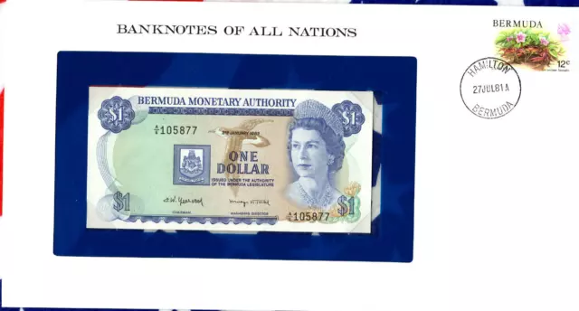 Banknotes of All Nations Bermuda 1 Dollar 1982 P-28b.3 UNC A/6 105877