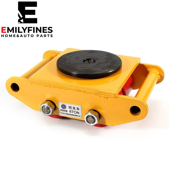 6T 360° Heavy Duty Machine Dolly Skate Machinery Roller Mover Cargo Trolley