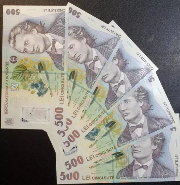 Romania; 5 pieces x 500 Lei (2022) Dealer lot. Graet Deal!! UNC