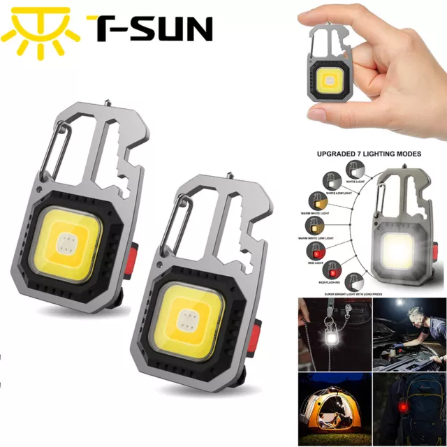 USB Rechargeable LED Flashlight Work Lamp Mini Torch Pocket Keychain Lights UK 3