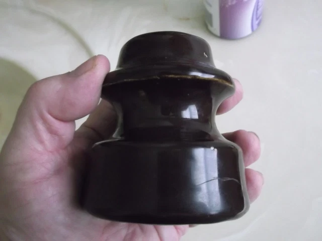 Vintage Pinco High Voltage Insulator Electric Brown Ceramic Porcelain #6 8