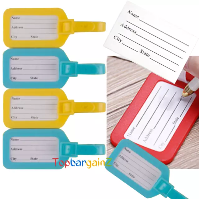 Luggage Tags Suitcase Labels ID Name Address 4pcs Plastic Tag Baggage Bag Travel