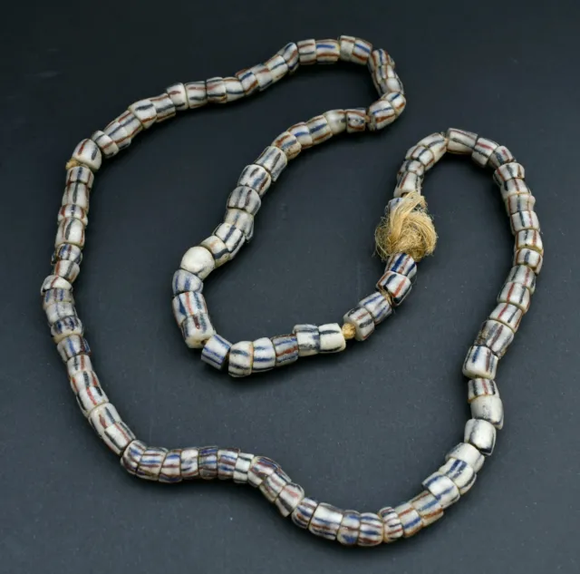 Vintage/Antique Venetian African Trade Beads Glass Chevron Beads x105...