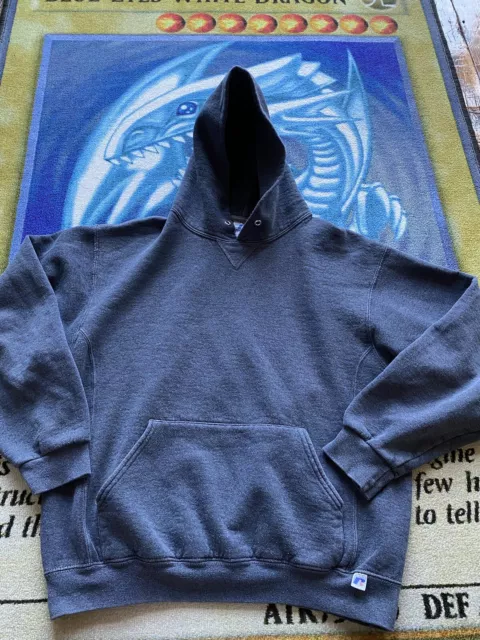 VINTAGE RUSSELL ATHLETIC Blank Hoodie Sweatshirt 90s Y2K Sz M Made USA ...