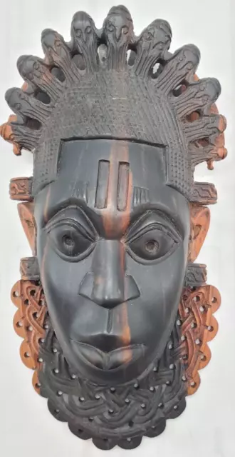 West African Hard Carved Woodent Mask - 11.5" tall