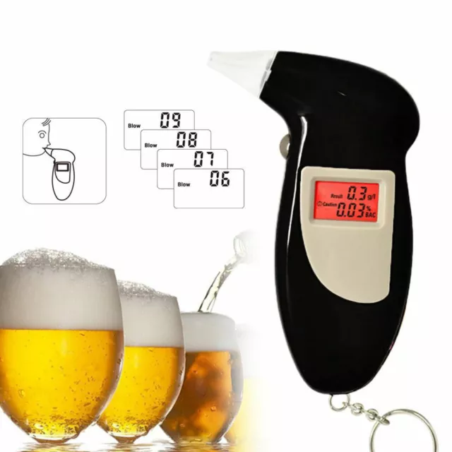 Rilevatore Elettronico di Alcol Test Etilometro Digitale Tester Display Lcd Led