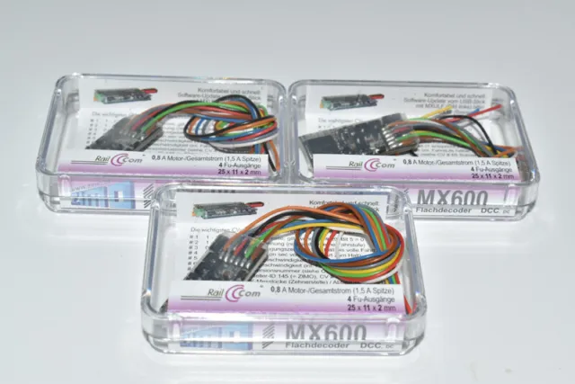 Zimo MX600  3 Stück kleiner Digitaldecoder Decoder DCC, Kabelversion. NEU in OVP