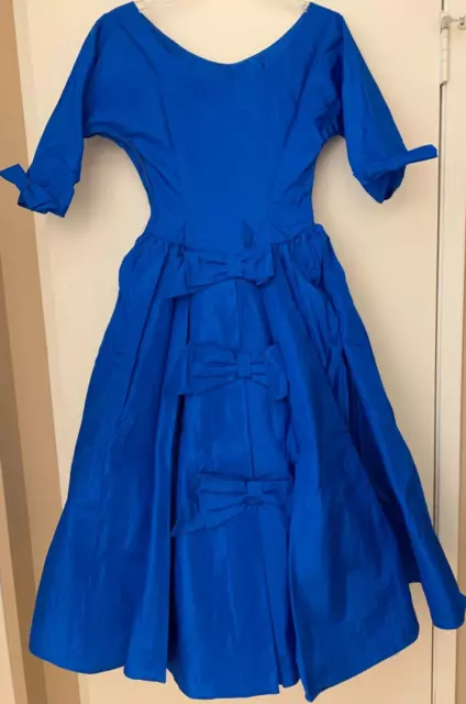 VINTAGE 1950S ROYAL Blue Taffeta Party/Prom Dress S $65.00 - PicClick
