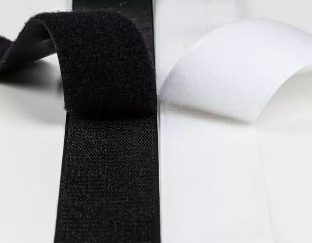 10 m 30- 50 mm Breit Klettband Selbstklebend Industriequalität Weis oder Schwarz