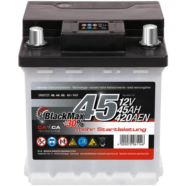 BlackMax +30% Mehr Startkraft Starterbatterien Für PKW/Transporter Schlepper/Traktoren (65Ah