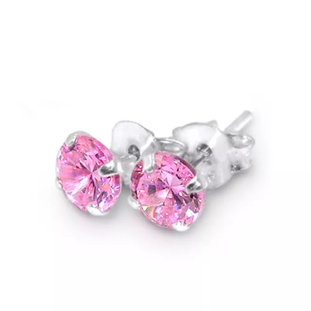 925 Sterling Silver Round Studs With Cubic Zirconia  Piercing Jewellery