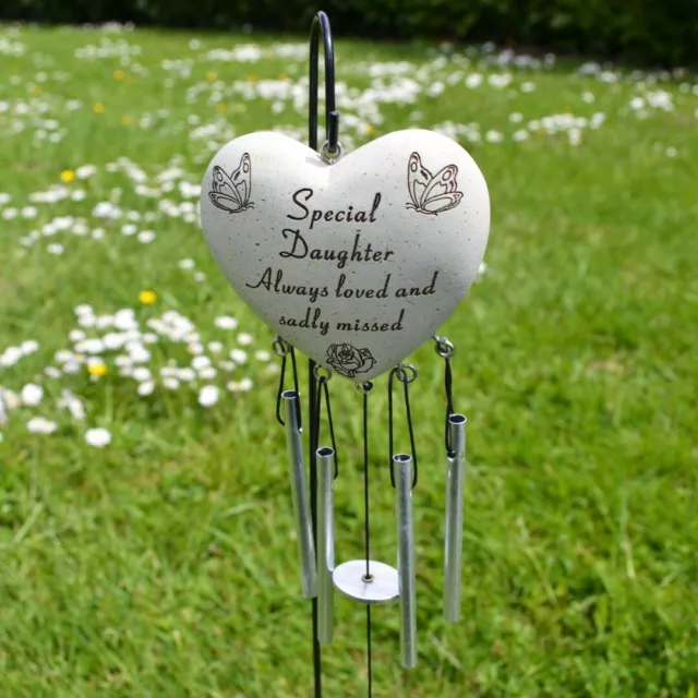 Special Daughter Always Loved Sadly Missed Memorial Heart Wind Chime Graveside