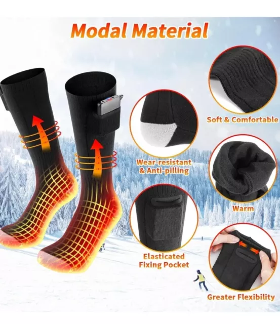 Electric Heated Socks Foot Winter Warmer Rechargeable Battery Power Women & Men