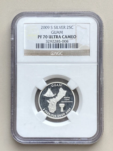 2009-S 25C Silver Guam Quarter PF70 UNC NGC