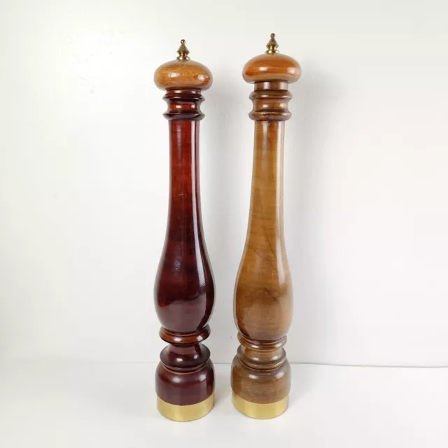 Large Pair Wood Salt Shaker Pepper Mill Italy Decor Non Working 21"H 2
