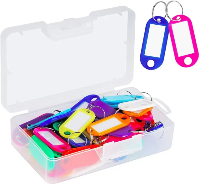 50 PACK PLASTIC Key Tags with Container, Key Labels with Ring and Label ...
