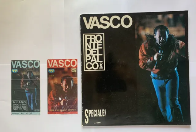 VASCO ROSSI biglietto Fronte del Palco Milano 10/7/1990+Rivista+ Serie Clipper