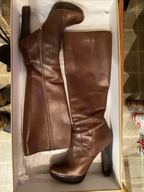 MICHAEL KORS LESLY Brown Mocha Knee High Boots SIZE 11 274.99