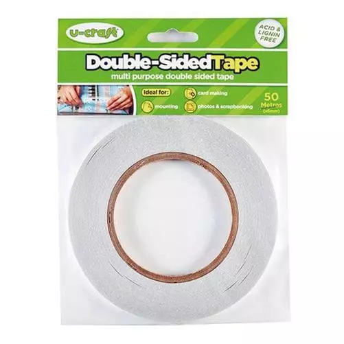 24 x U-Craft Double Sided Self Adhesive Tape Easy Tear Permanent 6mmx50m 201143