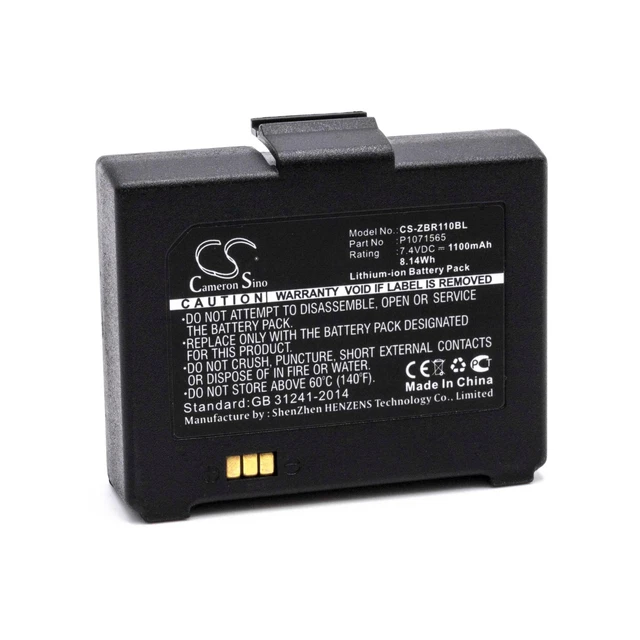 Batteria sostituisce Zebra P1070125-008, P1071565, P1071566, P1077747 1100mAh