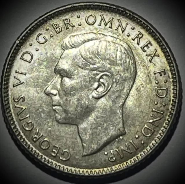 Australia - 1943-D - 6 Pence - Sixpence - .925 Australian Silver Coin - Toning