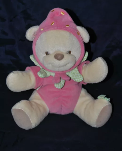 Peluche Doudou Ours Déguisé En Fraise 2003 FISHER PRICE Hochet 23 Cm Assis TTBE