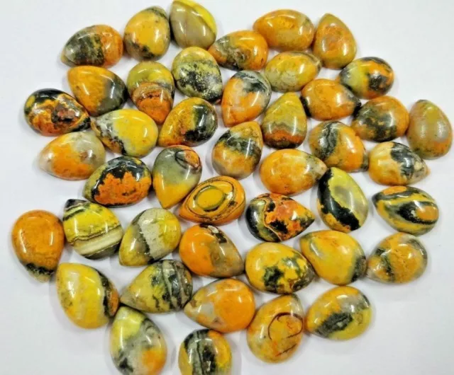 Natural Bumble Bee Jasper Pear Cabochon Loose Gemstones Size 4x6mm To 7x10mm