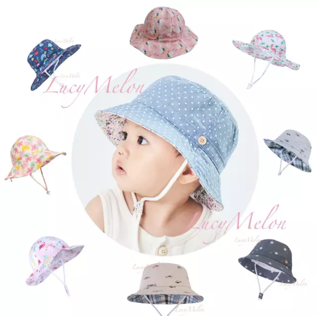 kids bucket hat children denim cotton beach outdoor girls boys sun protection