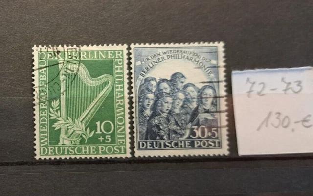 Briefmarken SPITZENWERTE Berlin 72 - 73 aus Jahrgang 1950 gestempelt
