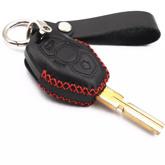 Black Leather for BMW 3 5 7 Z3 Z4 X3 X5 M5 E38 E39 E46 2 Buttons Key Fob Cover