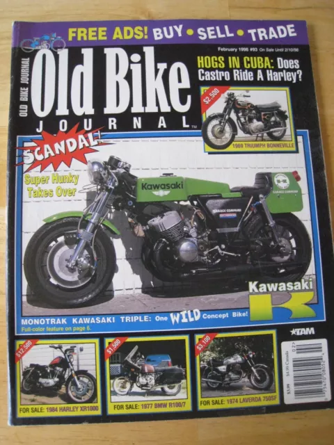 Old Bike Journal Magazine Feb 1998 Hogs In Cuba Monotrak Kawasaki Triple