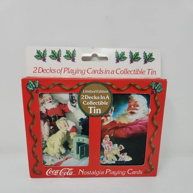 Coca-Cola Santa Claus Playing Cards Christmas Tin Limited Edition Vintage 1996