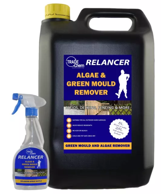 Relancer Algae and Green Mould Remover 5L with 500ml Spray Bottle