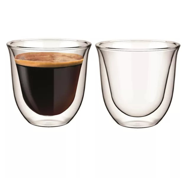 Cremona Glas 80ml Espresso Doppio, Doppelwand Thermo Glas, Becher 2er Set